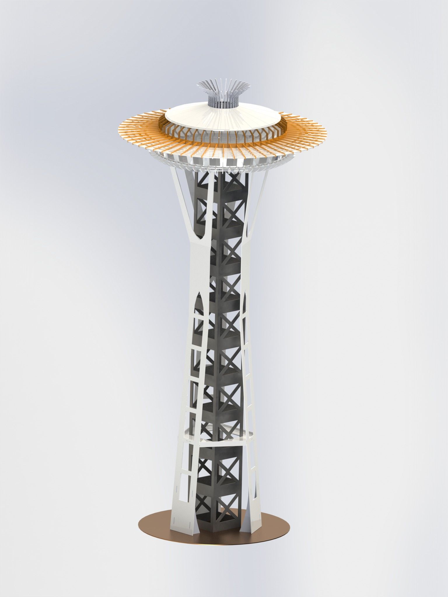 西雅图太空针塔，钣金拼图，3D拼图，metalcraft设计